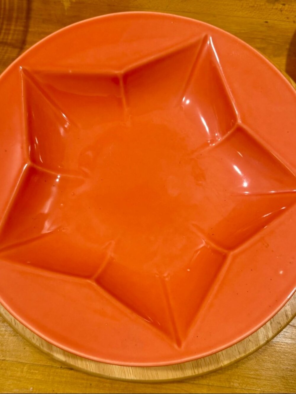 Fiesta Persimmon Presentation Serving Bowl Star Design HLC USA Homer Laughlin